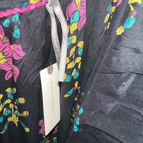 ANTHROPOLOGIE Black Motif Flounced Maxi Lounge Dress - Picture 7 of 7